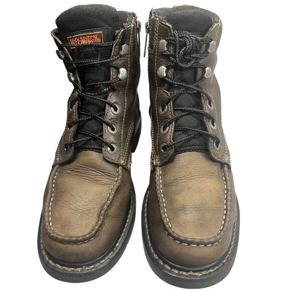 ⁠Harley-Davidson Men\'s 9.5M Brown Leather Moc Toe Side-Zip Motorcycle Boots main image 6